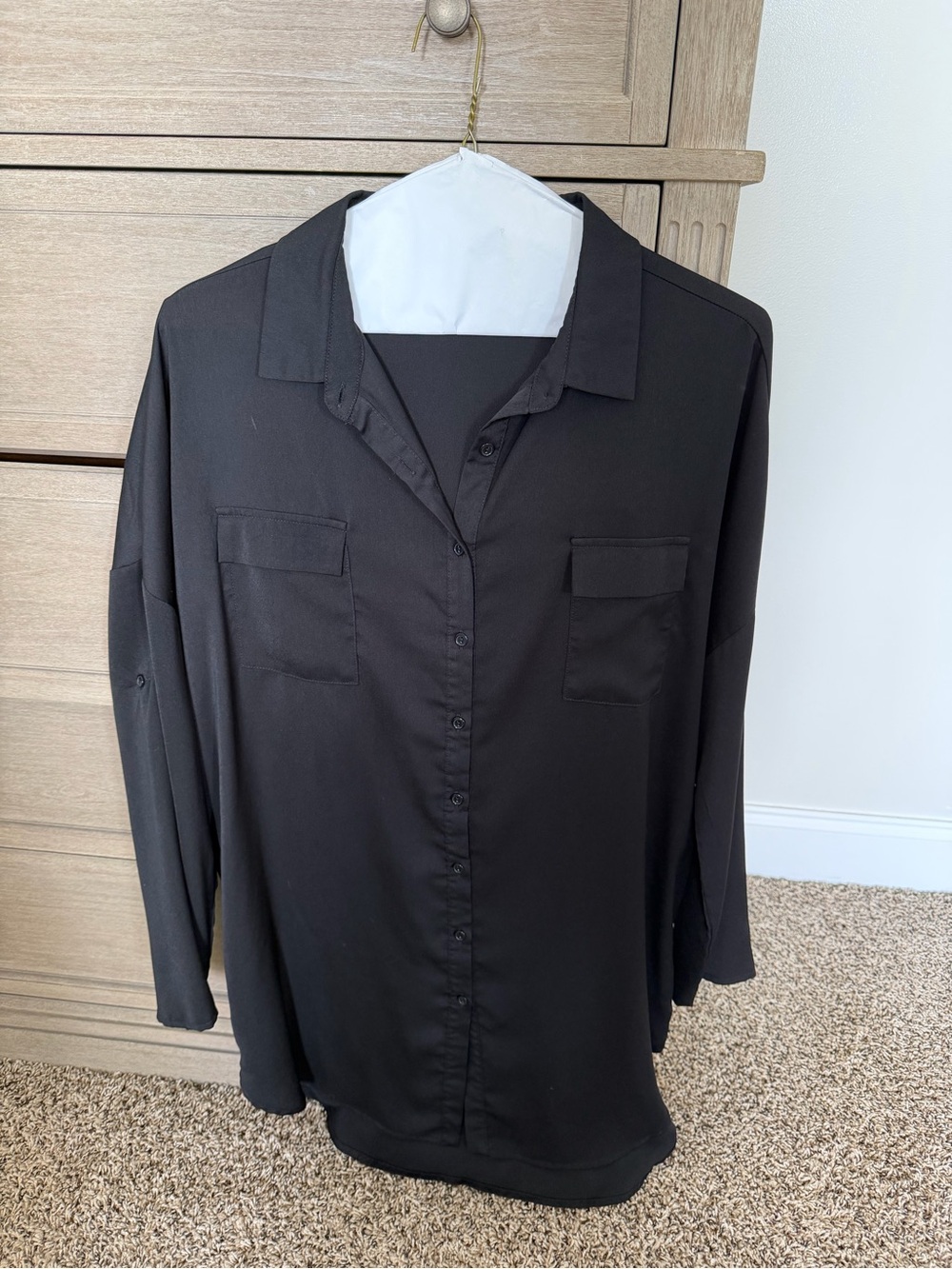 Lulu's Black Button-Front Midi Dress